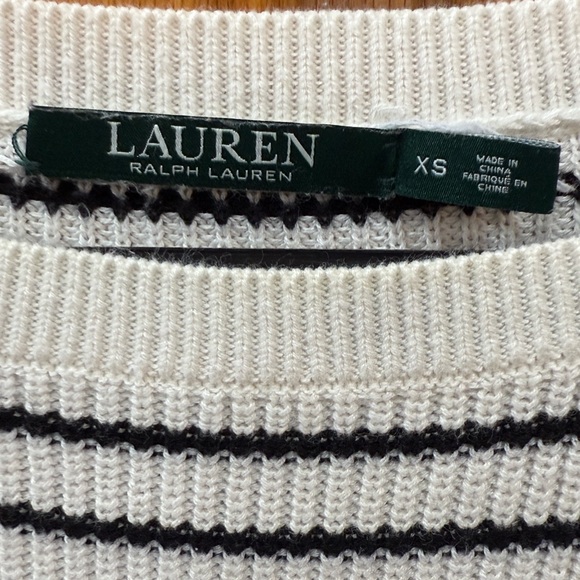 Lauren Ralph Lauren Black and White Striped Crew Neck Sweater - Picture 7 of 10